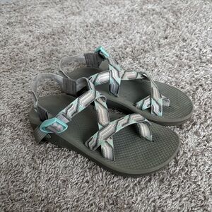 Chaco Z/Cloud 2 Candy Gray/Light Blue Hiking Waterproof Outdoor Sandals - Size 8